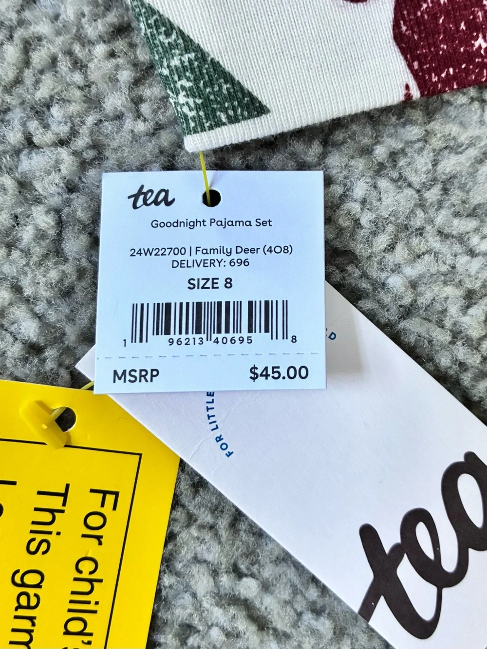 NWT - Tea Collection Holiday Pajamas (Cream/Burgundy/Green) Size 8